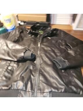 Refinery Republic Black Faux Leather Jacket Adult Size X-Large XL